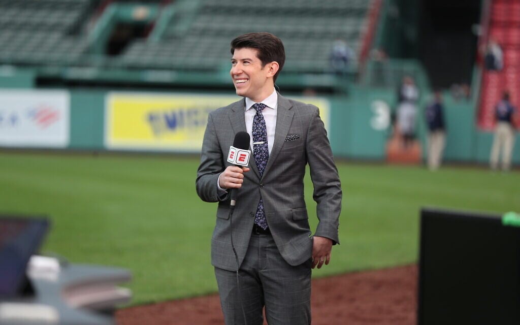 Jeff Passan on the set of 'Baseball Tonight' during the 2021 AL Wild Card game at Fenway Park. (Allen Kee/ESPN Images via JTA) Jeff Passan on the set of 'Baseball Tonight' during the 2021 AL Wild Card game at Fenway Park. (Allen Kee/ESPN Images via JTA)
