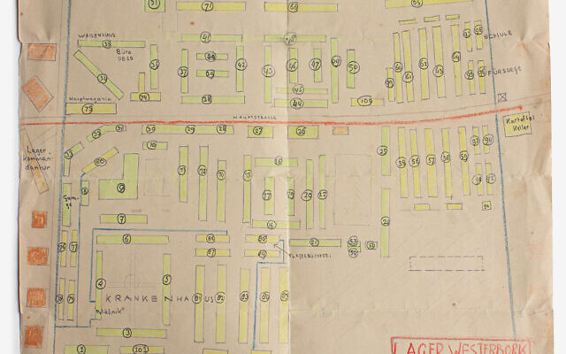 In her diary, Mirjam Bolle drew a map of the Dutch transit camp Westerbork, from where most Jews were deported to German death camps. The image is part of 'The Diary Keepers,' by Nina Siegal, published in 2023 (courtesy)