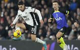 Illustrative: Fulham's Manor Solomon, left, is in action during the English Premier League soccer match between Fulham and Tottenham Hotspur at the Craven Cottage Stadium in London, January 23, 2023. (AP Photo/Frank Augstein)