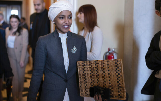 Rep. Ilhan Omar, D-Minn., leaves the House chamber at the Capitol in Washington, Thursday, February 2, 2023. (AP Photo/Jose Luis Magana) Rep. Ilhan Omar, D-Minn., leaves the House chamber at the Capitol in Washington, Thursday, February 2, 2023. (AP Photo/Jose Luis Magana)