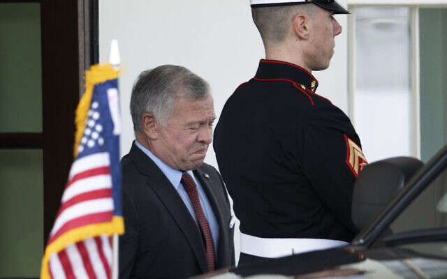 King Abdullah II of Jordan leaves the White House after a lunch meeting with President Joe Biden, February 2, 2023, in Washington. (AP Photo/Manuel Balce Ceneta) King Abdullah II of Jordan leaves the White House after a lunch meeting with President Joe Biden, February 2, 2023, in Washington. (AP Photo/Manuel Balce Ceneta)