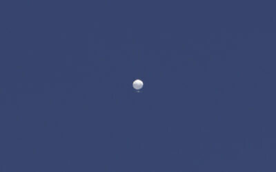 A balloon floats over Columbia, Montana on Feb. 3, 2023 (Anna Griffin/Missourian via AP) A balloon floats over Columbia, Montana on Feb. 3, 2023 (Anna Griffin/Missourian via AP)