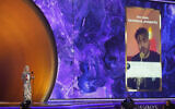 First Lady Jill Biden accepts the award for best song for social change on behalf of Shervin Hajipour for "Baraye" at the 65th annual Grammy Awards, February 5, 2023, in Los Angeles. (AP/Chris Pizzello)