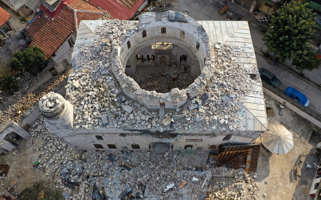 The Sheikh Ali mosque in Antakya, Turkey was severely damaged during the Kahramanmaras earthquake on Feb. 6, 2023. Antakya. (AP Photo/Hussein Malla)
