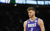 Milwaukee Bucks' Meyers Leonard during the second half of an NBA basketball game against the Miami Heat on February 24, 2023, in Milwaukee. (AP Photo/Aaron Gash)