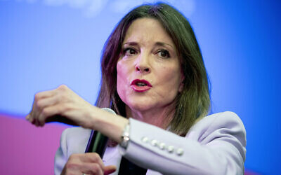 Democratic presidential candidate Marianne Williamson speaks at a Faith, Politics and the Common Good Forum at Franklin Jr. High School, Jan. 9, 2020 (AP Photo/Andrew Harnik, File)