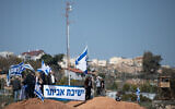 Settlers protest for the return to the Evyatar outspot, near the West Bank city of Nablus, on February 18, 2022 (Photo by Sraya Diamant/Flash90)