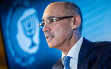 Bank of Israel Governor Amir Yaron speaks during a press conference at the Bank of Israel in Jerusalem on January 2, 2022. (Yonatan Sindel/Flash90)