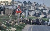 The scene of what the military said was an attempted stabbing attack near the al-Fawar refugee camp, near Hebron in the southern West Bank, February 9, 2023. (Social media: Used in accordance with Clause 27a of the Copyright Law)