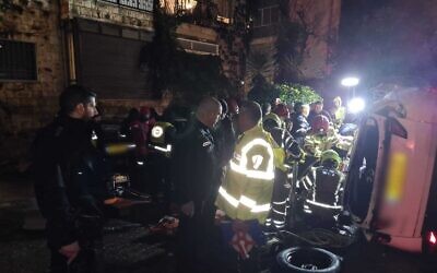 The scene of a fatal traffic accident in Jerusalem, February 1, 2023. (Israel Police)