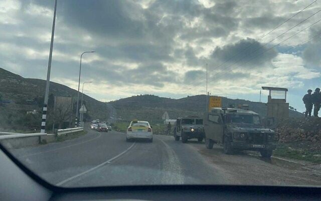 The scene of a reported stabbing attack near the West Bank town of al Fawar, February 9, 2023. (Courtesy) The scene of a reported stabbing attack near the West Bank town of al Fawar, February 9, 2023. (Courtesy)