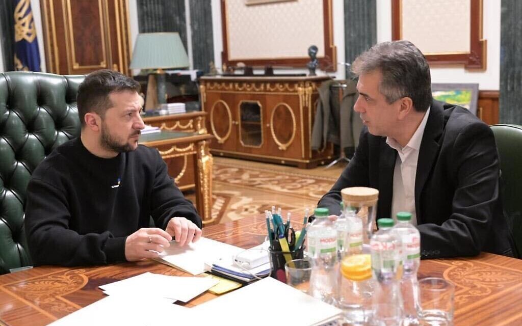 Foreign Minister meets with Ukrainian President Volodymr Zelensky in Kyiv, Ukraine, February 16, 2023. (Shlomi Amsalem/GPO)