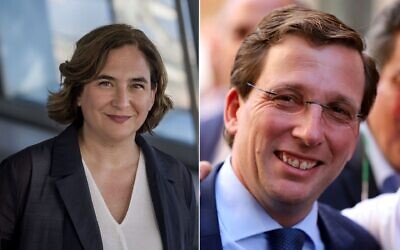 Composite image - Left, Barcelona mayor Ada Colau (Wikipedia/Laura Guerrero;  CC BY-SA 4.0). Right, Madrid Mayor Jose Luis Martinez-Almeida (Wikipedia/Thomas Holbach; CC BY-SA 4.0)
