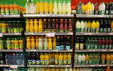 Illustrative: Sugary drinks and soda in a supermarket, December 3, 2014.(Nati Shohat/Flash90)