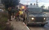 The scene of an incident where a Palestinian suspect was shot dead by Israeli troops, near the West Bank city of Nablus, February 3, 2023. (Courtesy:  Used in accordance with Clause 27a of the Copyright Law)