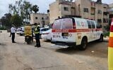 Illustrative: Medics at the scene of a suspected murder in Lod, February 23, 2023. (Magen David Adom)