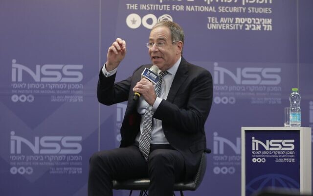US Ambassador to Israel Tom Nides speaks at an Institute for National Security Studies Conference in Tel Aviv on February 28, 2023. (Yair Valer) US Ambassador to Israel Tom Nides speaks at an Institute for National Security Studies Conference in Tel Aviv on February 28, 2023. (Yair Valer)
