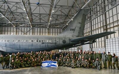 A team of IDF personnel lands in Turkey on February 8, 2023, to set up a field hospital to treat those wounded in the devastating earthquake two days earlier. (IDF)