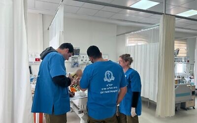 IDF medical officers treat wounded Turkish civillians at a field hospital near Kahramanmaraş, February 10, 2023. (Israel Defense Forces)