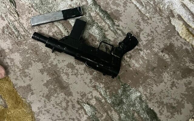 A makeshift 'Carlo' submachine gun seized in the West Bank town of Qarawat Bani Hassan, suspected to have been used in a shooting attack earlier on February 25, 2023. (Israel Defense Forces) A makeshift 'Carlo' submachine gun seized in the West Bank town of Qarawat Bani Hassan, suspected to have been used in a shooting attack earlier on February 25, 2023. (Israel Defense Forces)