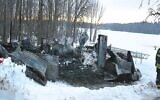 Investigators at a fire at Camp B'nai B'rith in Pontiac, Quebec on Feb. 12, 2023. (Courtesy Collines-de-l’Outaouais via JTA)