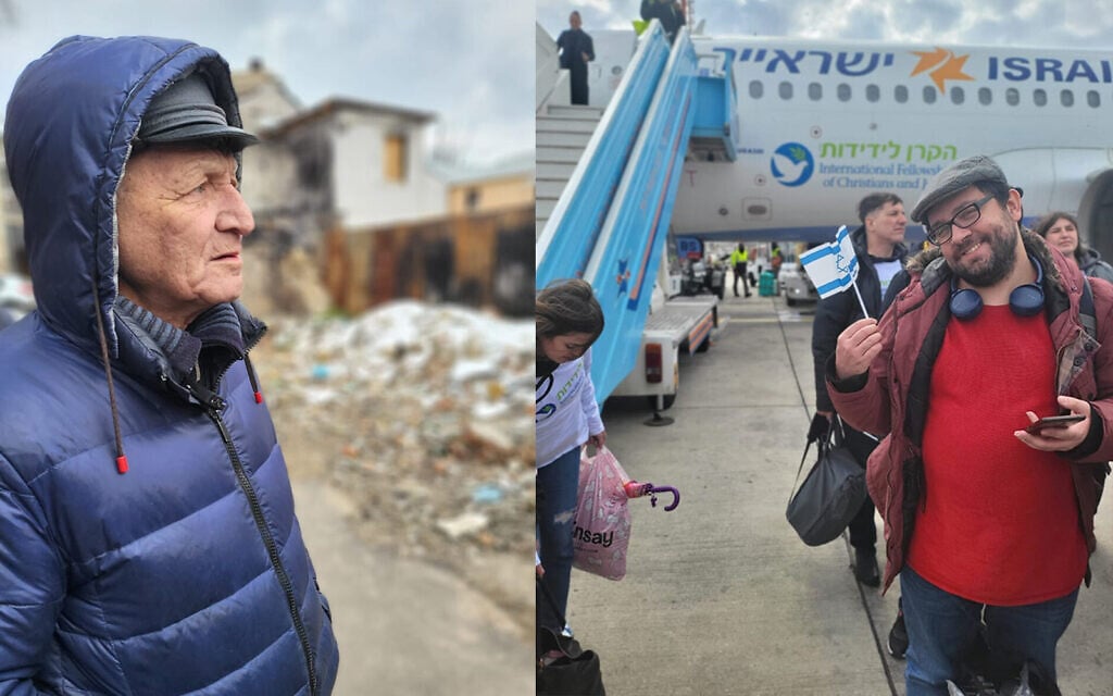Eli Hopstein, left, gazes over his neighborhood in Mykolaiv, Ukraine; Alexey Shkurat, right, smiles upon arrival in Israel, a year after the rest of his family left Odessa. Both men have been aided by Jewish nonprofits. (Deborah Danan) Eli Hopstein, left, gazes over his neighborhood in Mykolaiv, Ukraine; Alexey Shkurat, right, smiles upon arrival in Israel, a year after the rest of his family left Odessa. Both men have been aided by Jewish nonprofits. (Deborah Danan)