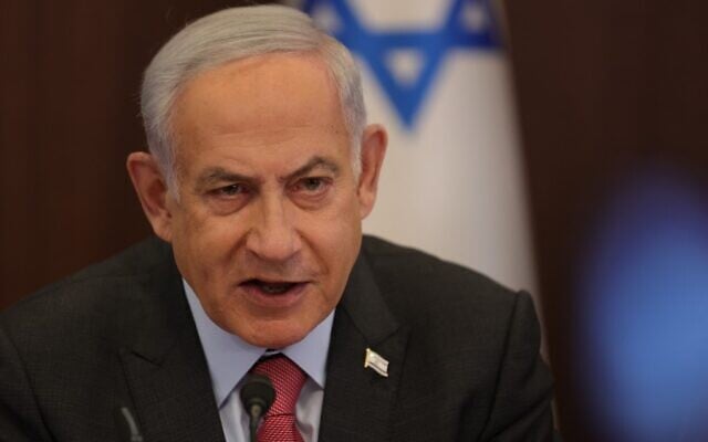 Prime Minister Benjamin Netanyahu leads the weekly cabinet meeting at his office in Jerusalem, on March 19, 2023. (Abir Sultan/Pool/AFP) Prime Minister Benjamin Netanyahu leads the weekly cabinet meeting at his office in Jerusalem, on March 19, 2023. (Abir Sultan/Pool/AFP)