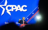 Former US President Donald Trump speaks during the 2023 Conservative Political Action Coalition (CPAC) Conference in National Harbor, Maryland, on March 4, 2023. (ROBERTO SCHMIDT / AFP)