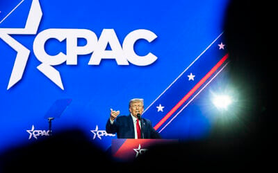 Former US President Donald Trump speaks during the 2023 Conservative Political Action Coalition (CPAC) Conference in National Harbor, Maryland, on March 4, 2023. (ROBERTO SCHMIDT / AFP)