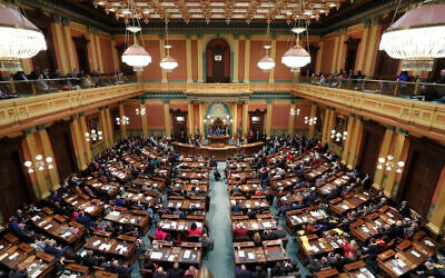 The state Capitol in Lansing, Michigan, January 25, 2023. (Al Goldis/AP) The state Capitol in Lansing, Michigan, January 25, 2023. (Al Goldis/AP)