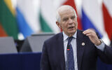 Josep Borrell, the high representative of the European Union for Foreign Affairs and Security Policy, speaks with members of the European parliament March 14, 2023, in Strasbourg, France. (AP Photo/Jean-Francois Badias)