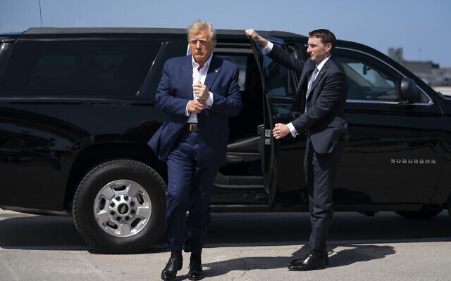 Former US president Donald Trump arrives to board his airplane for a trip to a campaign rally in Waco, Texas, at West Palm Beach International Airport, Saturday, March 25, 2023, in West Palm Beach, Fla. (AP Photo/Evan Vucci, File) Former US president Donald Trump arrives to board his airplane for a trip to a campaign rally in Waco, Texas, at West Palm Beach International Airport, Saturday, March 25, 2023, in West Palm Beach, Fla. (AP Photo/Evan Vucci, File)