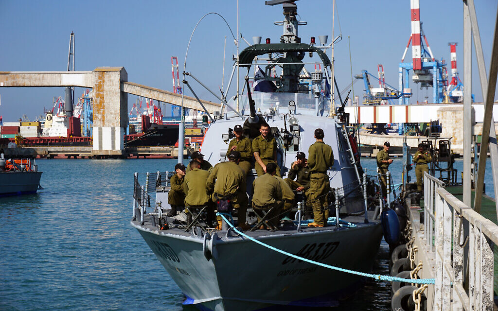 Israeli Navy troops relax on the deck of a Dvora-class patrol boat docked at Ashdod Base, at the Ashdod port in southern Israel, March 27, 2023. (Emanuel Fabian/Times of Israel) Israeli Navy troops relax on the deck of a Dvora-class patrol boat docked at Ashdod Base, at the Ashdod port in southern Israel, March 27, 2023. (Emanuel Fabian/Times of Israel)