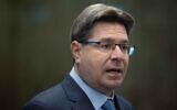 Science and Technology Minister Ofir Akunis arrives for the weekly cabinet meeting at the Prime Minister's Office in Jerusalem, on January 29, 2023. (Yonatan Sindel/Flash90)