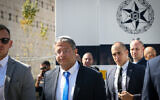 National Security Minister in Jerusalem for discussions with senior police officials ahead of a planned protest against the government's judicial overhaul legislation outside the Knesset, February 20, 2023. (Arie Leib Abrams/Flash90)