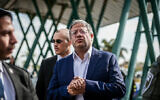 National Security Minister Itamar Ben Gvir seen at Ben Gurion Airport near Tel Aviv ahead of anti-government demonstrations, March 9, 2023. (Avshalom Sassoni/Flash90)