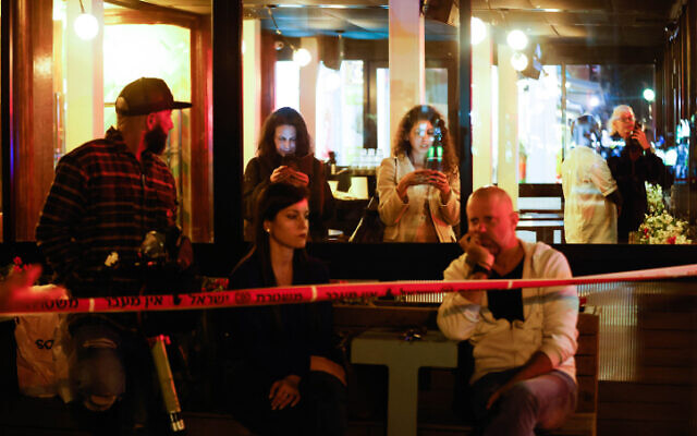 The scene of a terror attack on Dizengoff Street, in central Tel Aviv, March 9, 2023. (Erik Marmor/Flash90) The scene of a terror attack on Dizengoff Street, in central Tel Aviv, March 9, 2023. (Erik Marmor/Flash90)