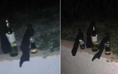 Molotov cocktails prepared by two Israelis accused of firebombing a the Sidna Ali Mosque in the central city of Herzliya on January 29, 2023. (Justice Ministry)