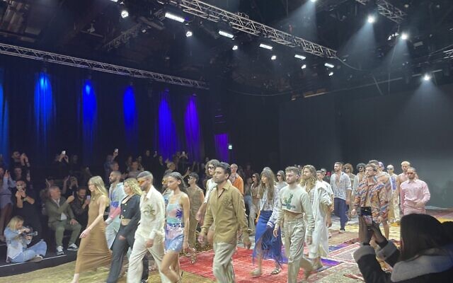 At the House of Jaffa fashion show during Kornit Fashion Week in Tel Aviv, March 22, 2023 (Jessica Steinberg/Times of Israel) At the House of Jaffa fashion show during Kornit Fashion Week in Tel Aviv, March 22, 2023 (Jessica Steinberg/Times of Israel)