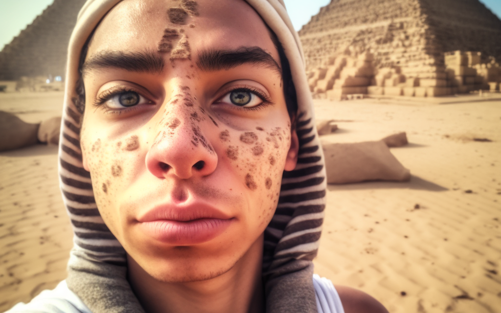 A series of selfies from the Passover story created by Dana Green using the AI program Midjourney. (Dana Green + Midjourney)
