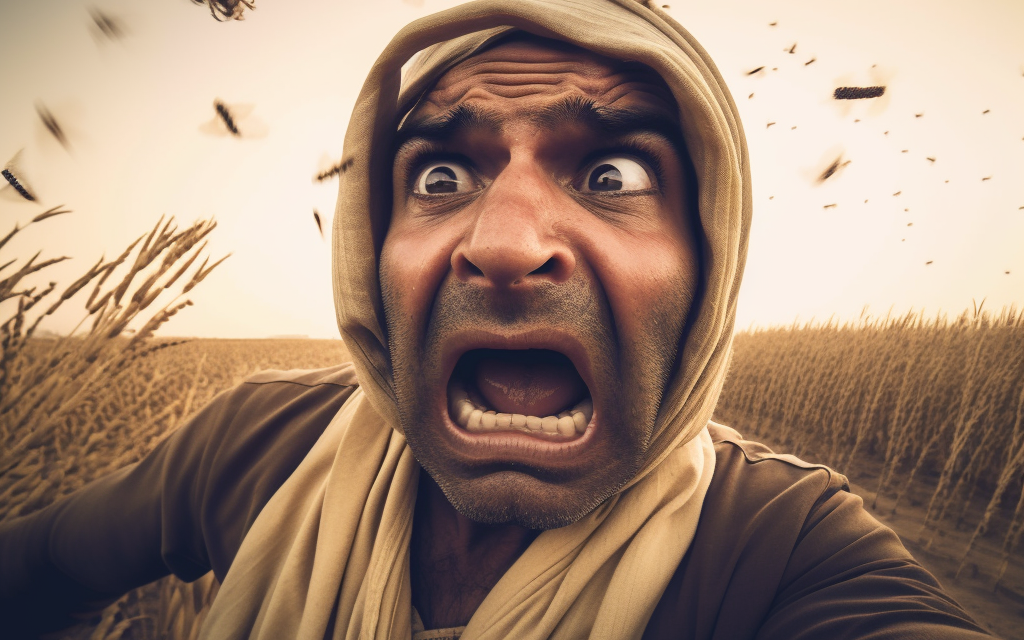 A series of selfies from the Passover story created by Dana Green using the AI program Midjourney. (Dana Green + Midjourney)