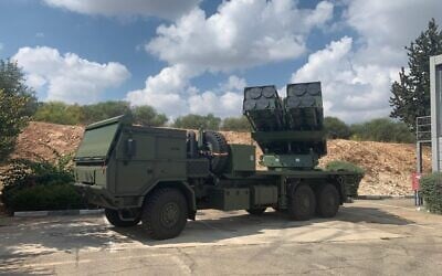 This undated handout image from Elbit Systems shows a PULS artillery rocket-launcher system. (Elbit Systems)