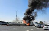 The scene where a light aircraft crashed into Route 60, March 4, 2023. (Courtesy)