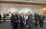 Finance Minister Bezalel Smotrich in the lobby of the Citibank headquarters in New York on March 14, 2023. (Courtesy)