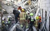 Emergency responders at a construction site in Ramat Gan where scaffolding collapsed, killing two and injuring several others. (Israel Fire and Rescue Services)