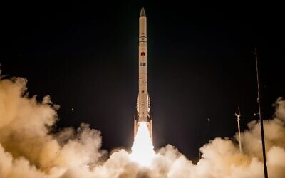 Israel's Ofek-13 reconnaissance satellite takes off from central Israel on March 29, 2023. (Defense Ministry)