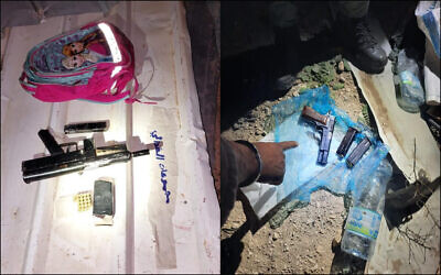 Guns seized from two Palestinians who are accused of planning to carry out a shooting attack in Jerusalem, in a handout photo from the Shin Bet published March 21, 2023. (Shin Bet)