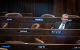 Justice Minister Yariv Levin at the Knesset in Jerusalem, February 20, 2023. (Yonatan Sindel/Flash90)