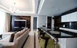 The living room of a 320 square meter whole-floor apartment on sale for 5 million Euro in Limassol, Cyprus, March 20, 2023. (Alex Mita/AFP)
