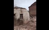 A local museum hit by a Russian missile strike in Kupiansk, Ukraine, April 25, 2023. (Twitter video screenshot: used in accordance with Clause 27a of the Copyright Law)